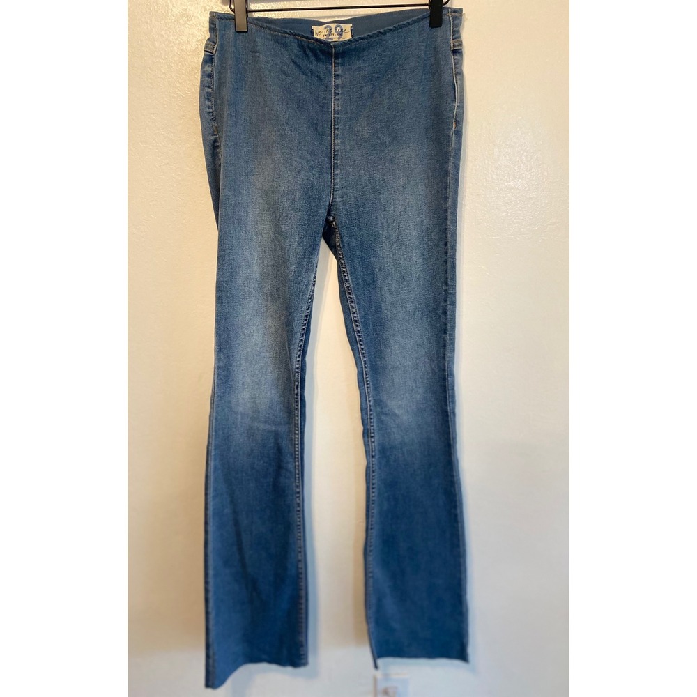 Free People We The Free Penny Pull On Flare Jeans Raw Hem Blue Womens 29 - Picture 2 of 13